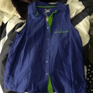 NWT jcp Silk Blend Sleeveless Button Down